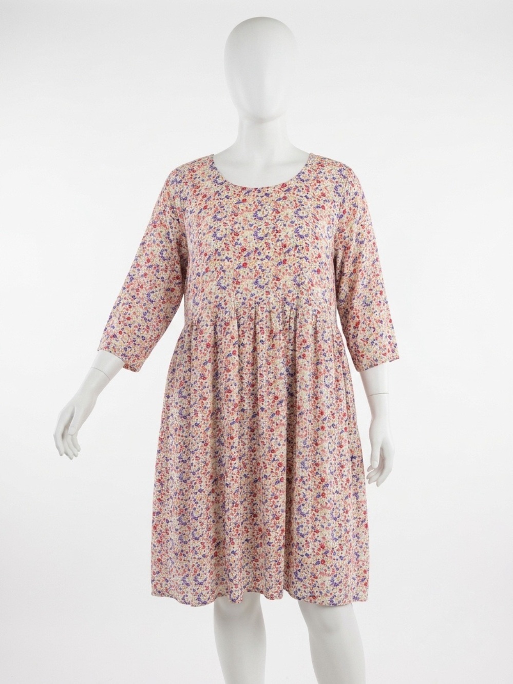 Boutique Floral 100% Cotton Smock Swing Dress XL | Cottagecore Midi Boho Girly